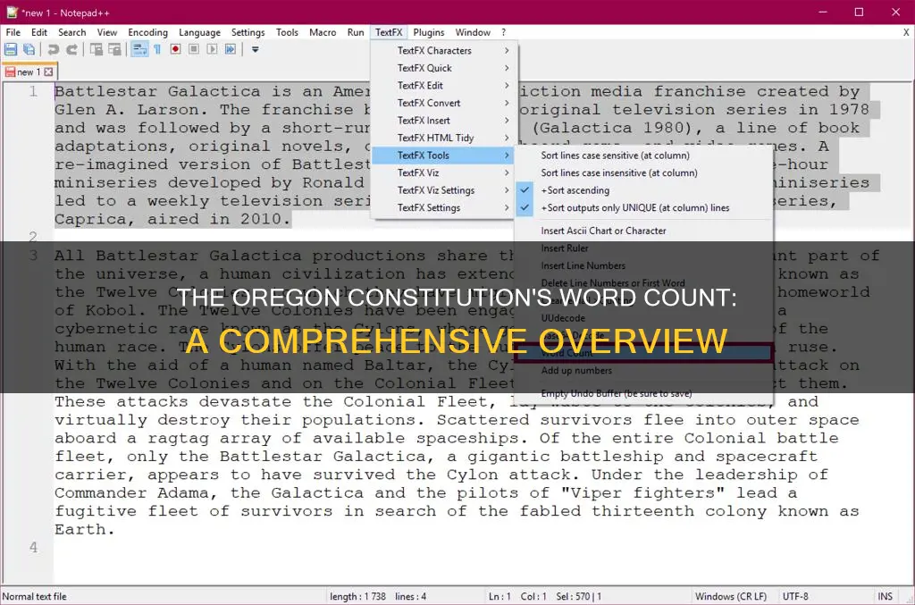 how many words are in the oregon constitution