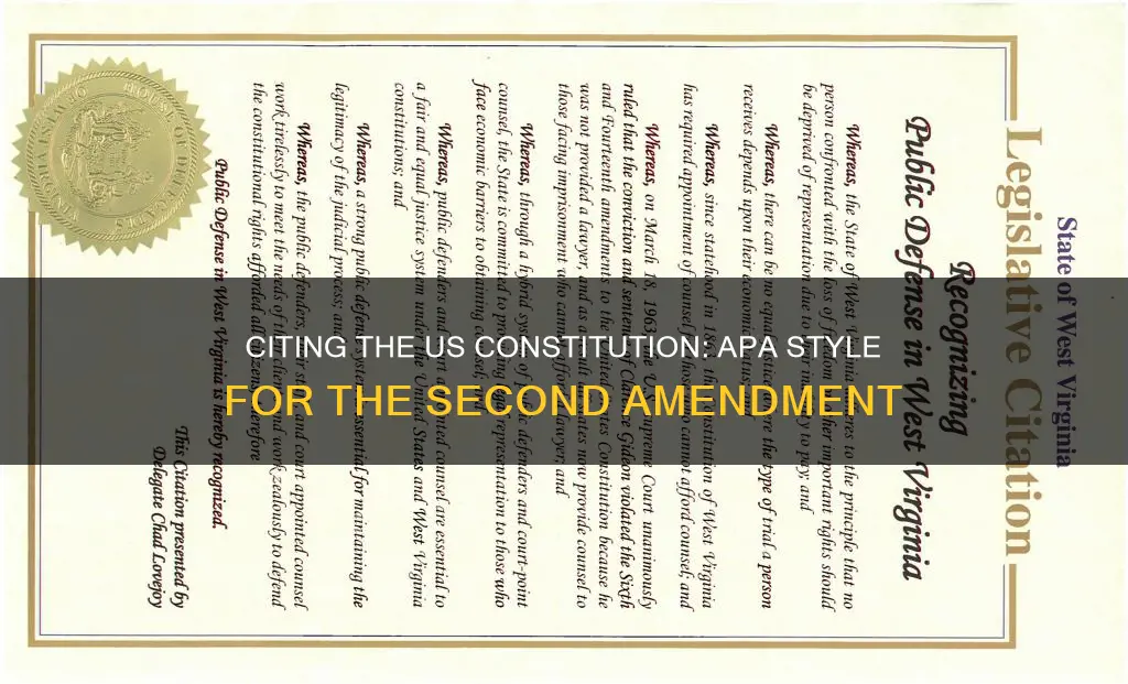 how to apa cite the us constitution second amendment
