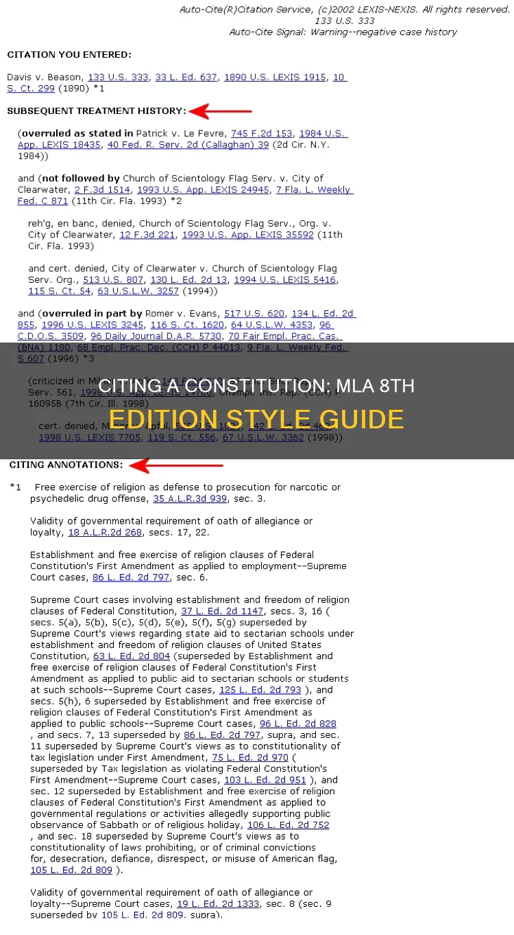 how to cite a constitution in mla 8th edition