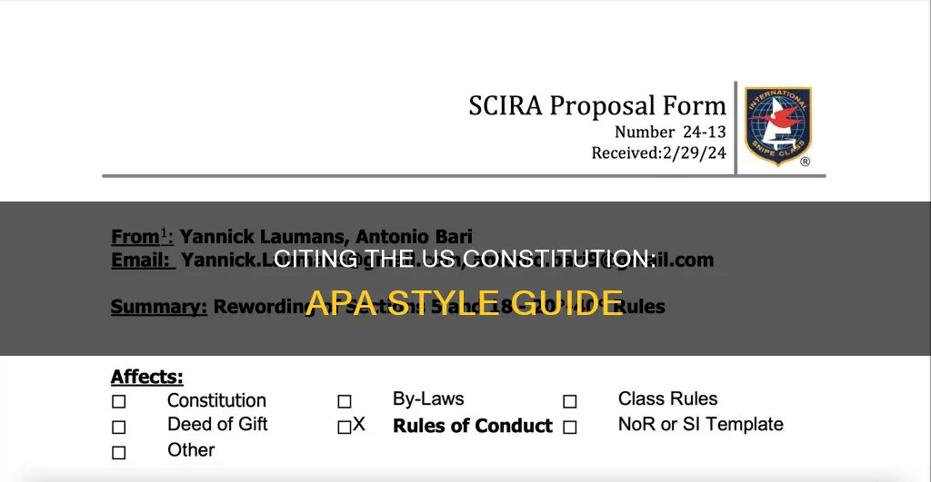 how to cite a quote from the us constitution apa