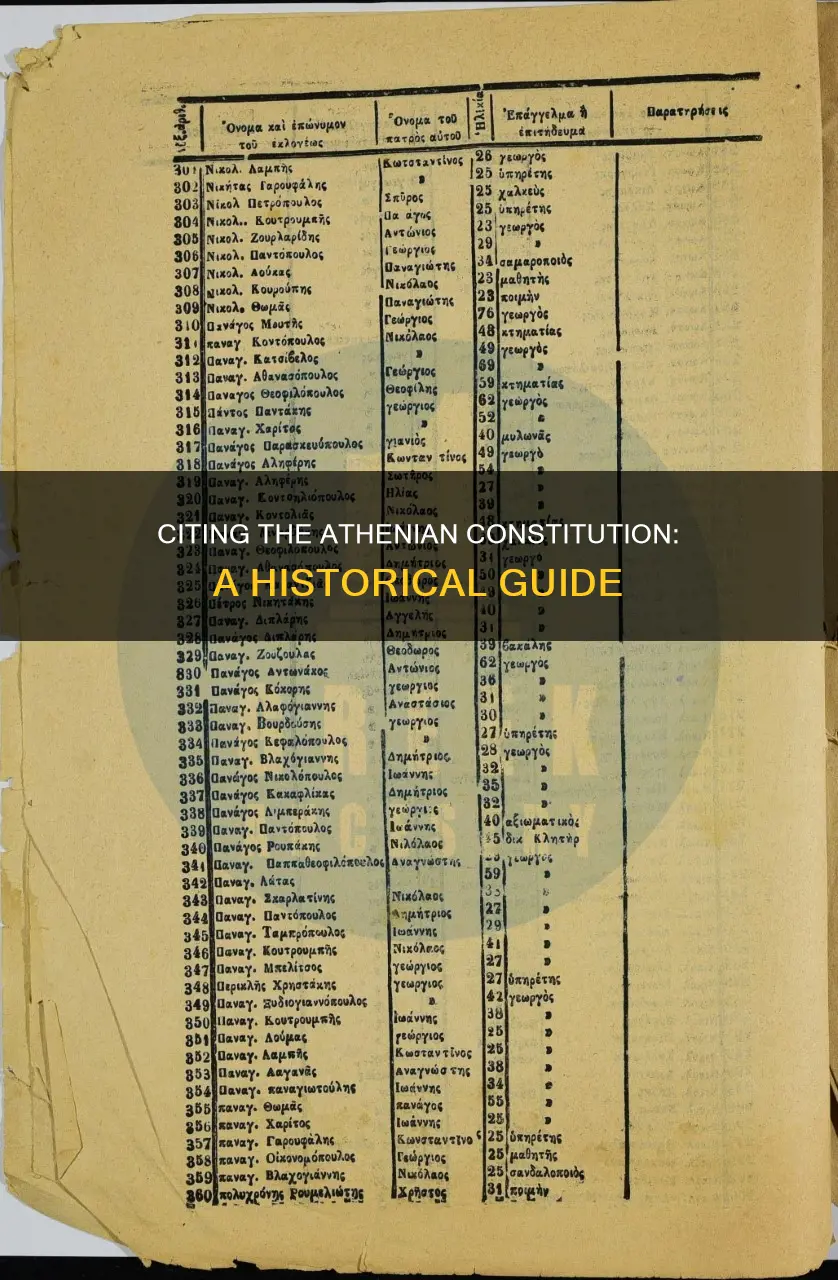 how to cite historical documents the athenian constitution