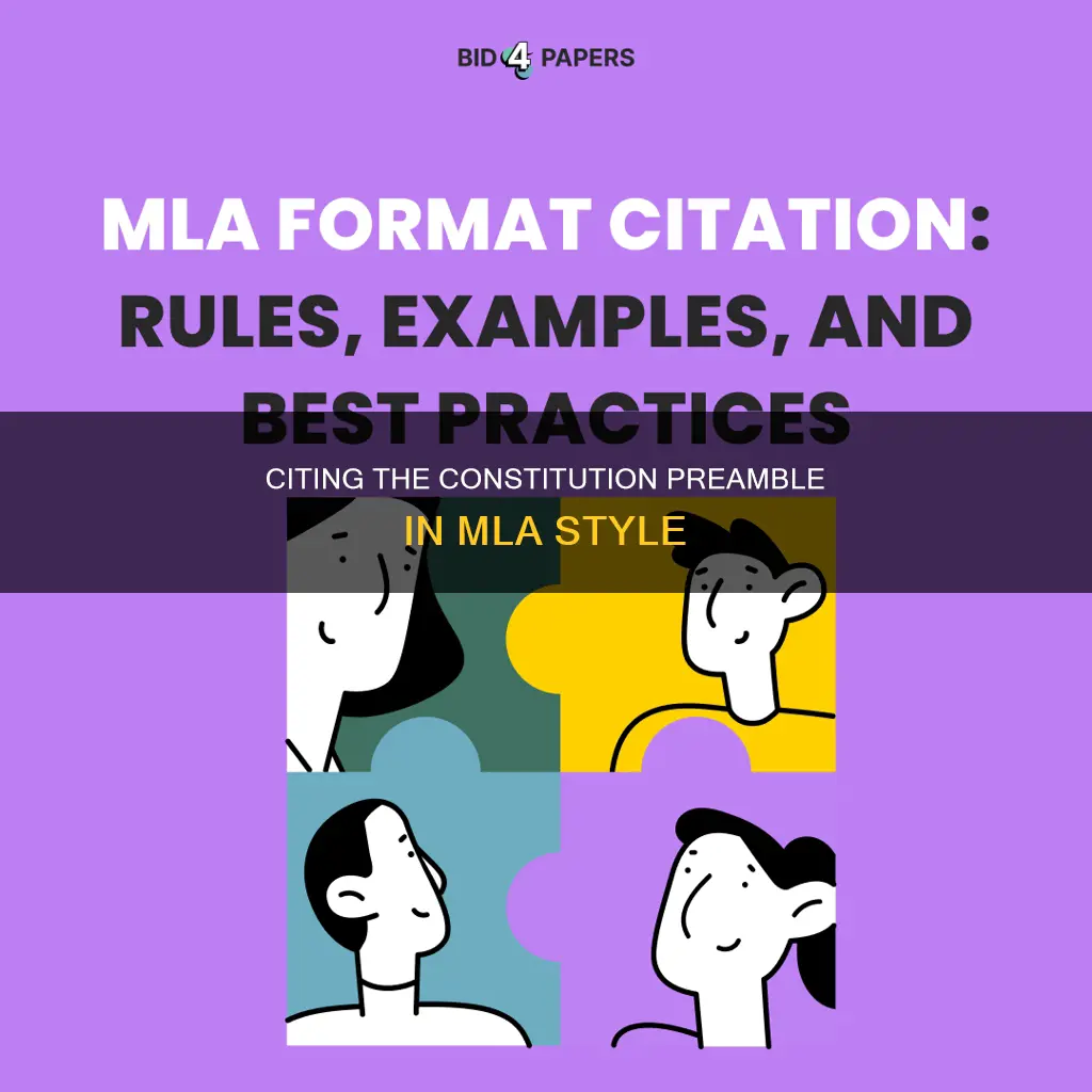how to cite preamble of the constitution mla