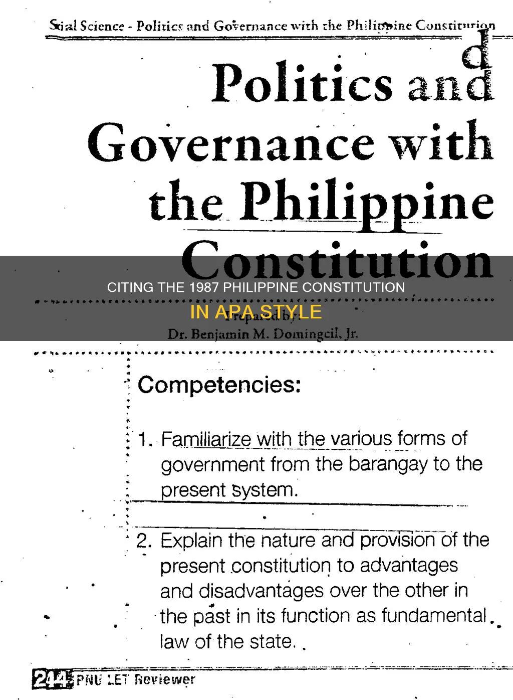 how to cite the 1987 philippine constitution apa