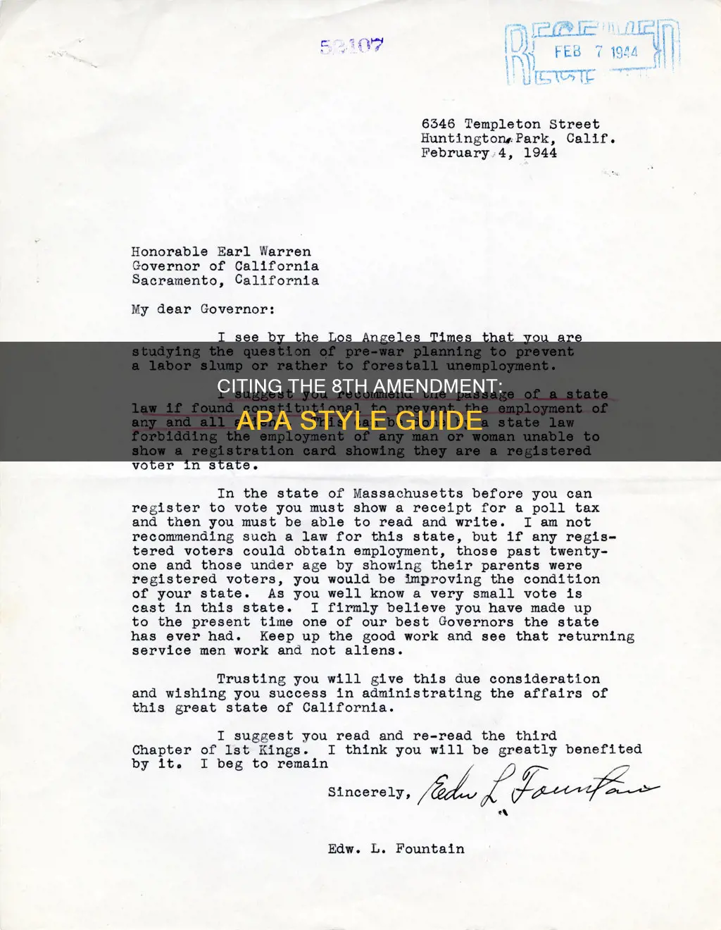 how to cite the 8th amendment constitution apa