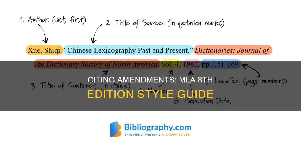 how to cite the amendments to constitution mla 8th edition
