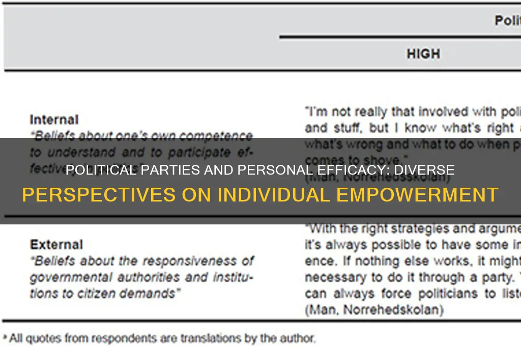 how to different political parties view personal efficacy