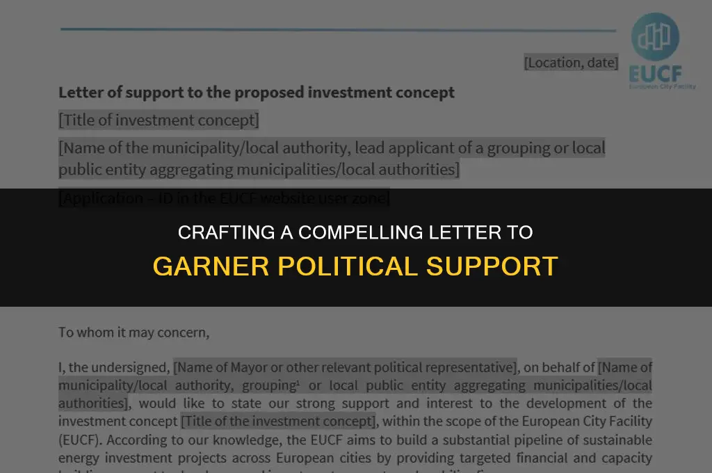 how to draft a letter asking for political support