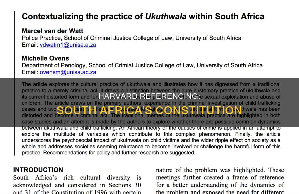 how to harvard reference the constitution of south africa