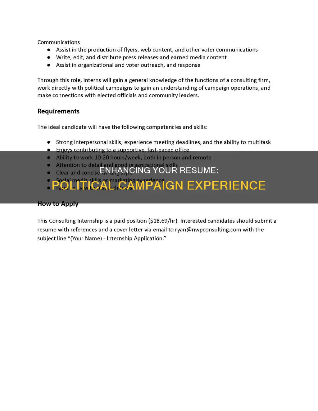 how to list a political campaign on a resume
