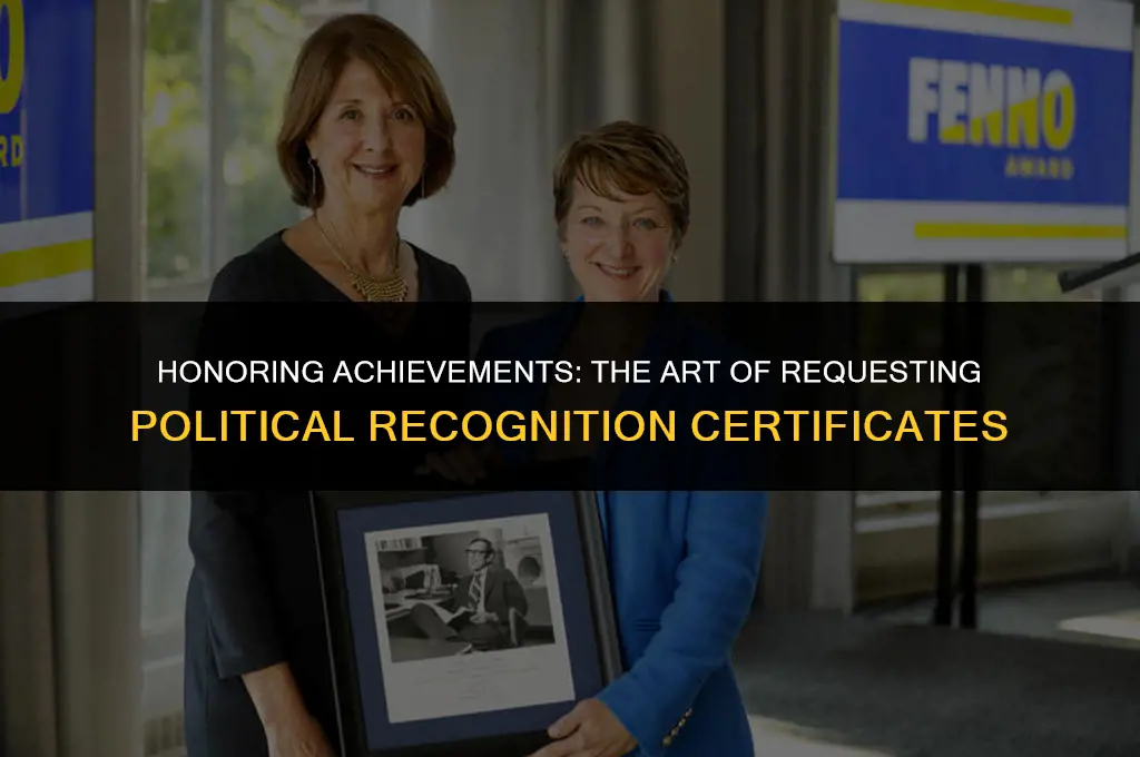 how to officially ask political officials for certificate of recognition