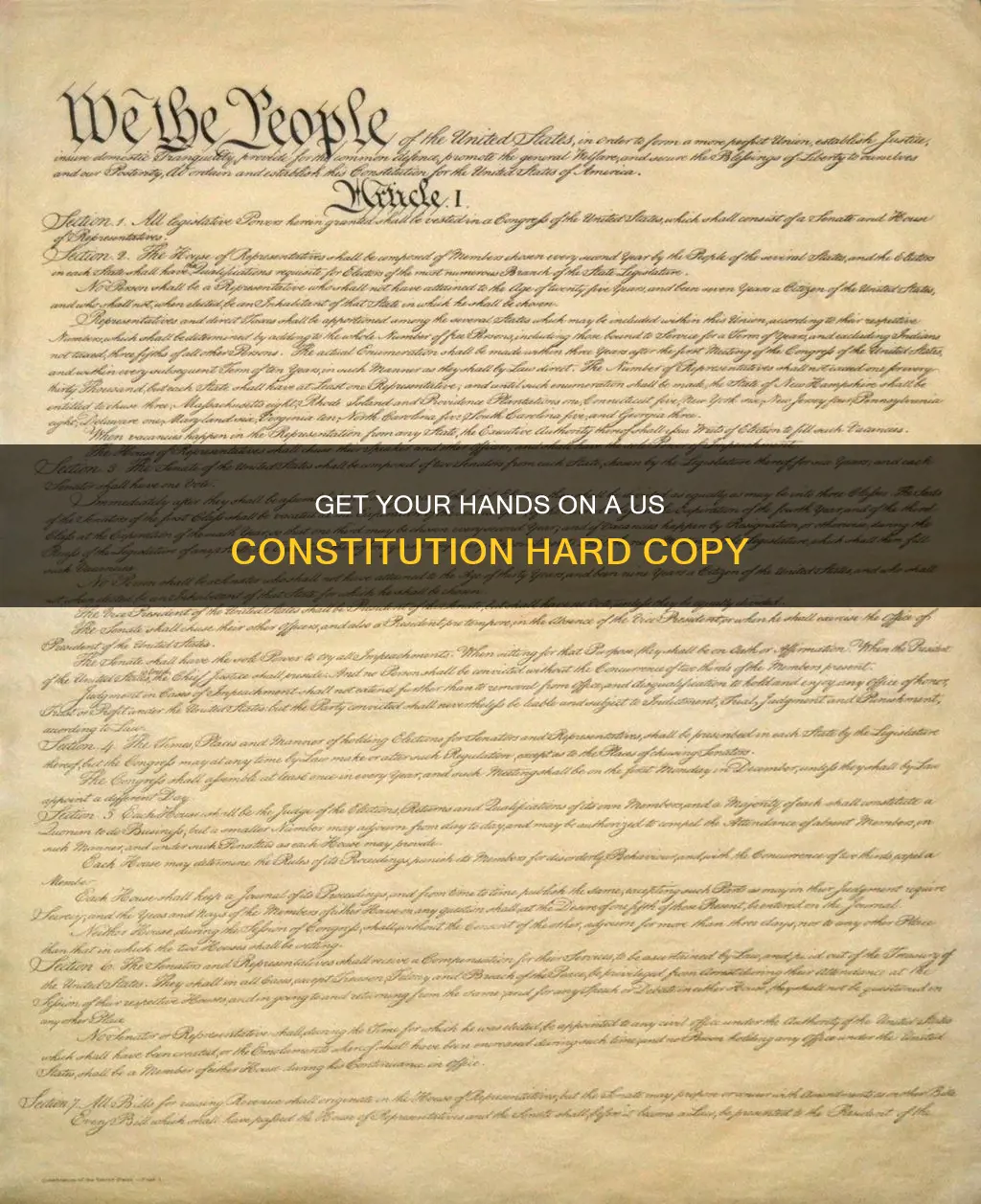 how to order a hard copy of the us constitution