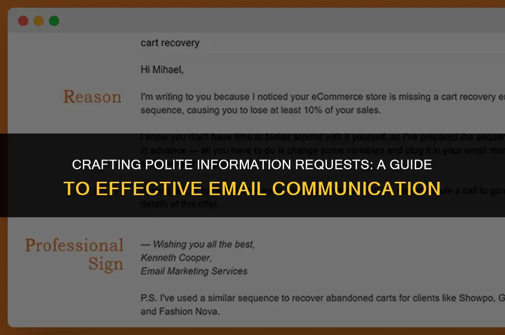 how to politely ask a center for information in email