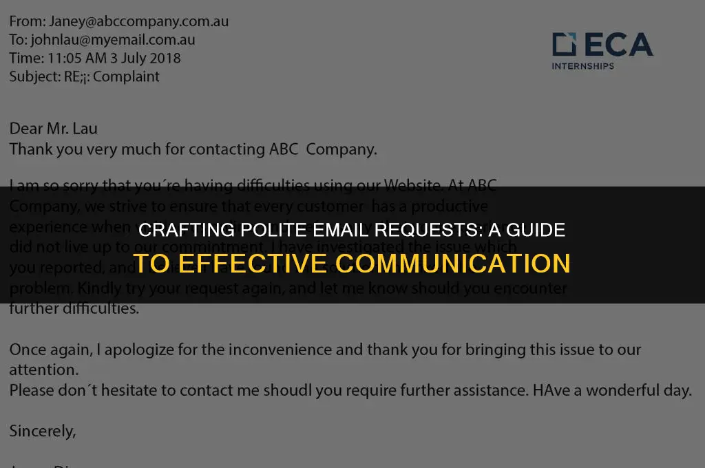 how to politely ask for a request in email