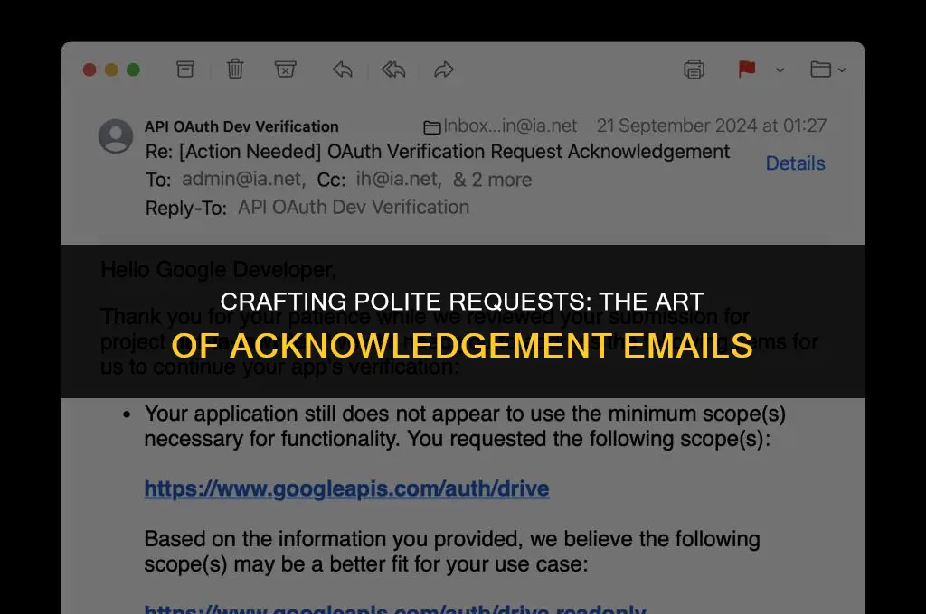 how to politely ask for acknowledgement email