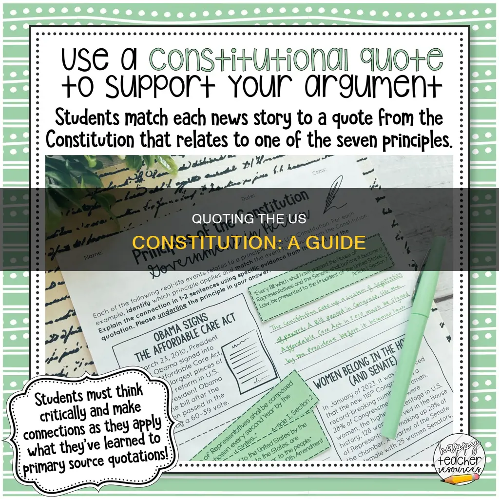 how to quote from the constitution of the us
