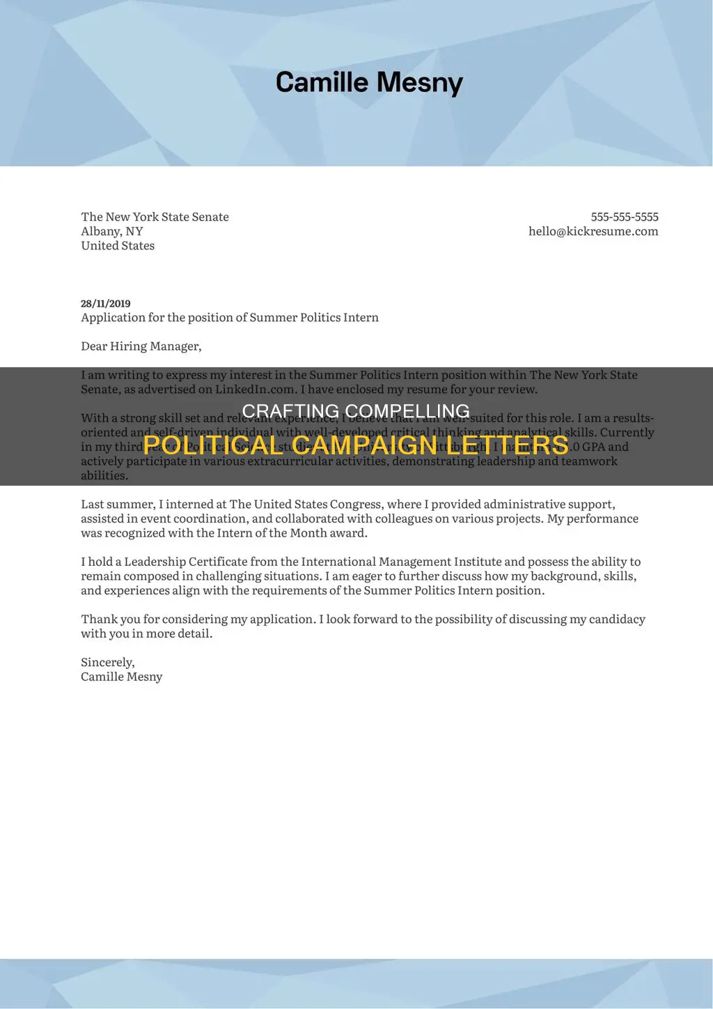 how to write a political campaign letter