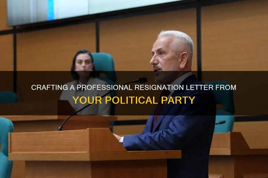 how to write a resignation letter from a political party
