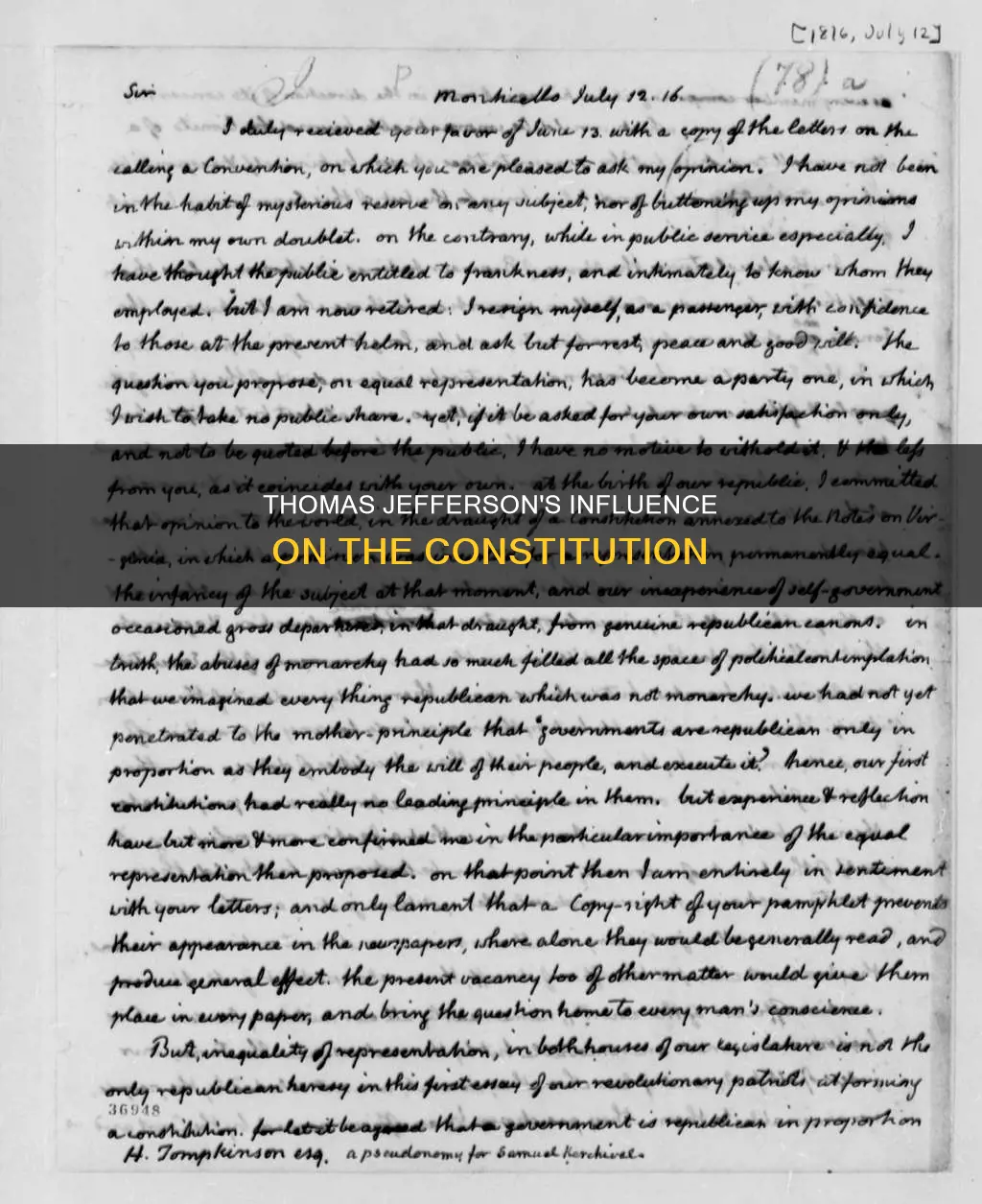 how was thomas jefferson represented in the constitution