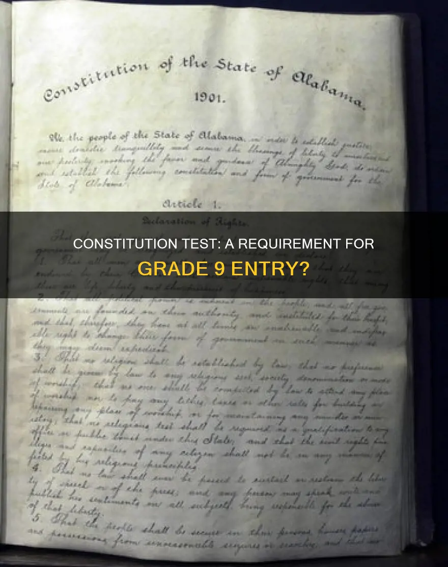is a constitution test required to move to 9th grade