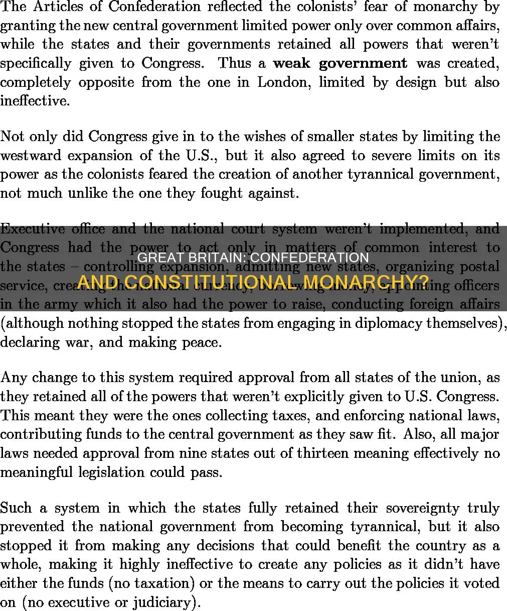 is great britain a confederation and a constitutional monarchy