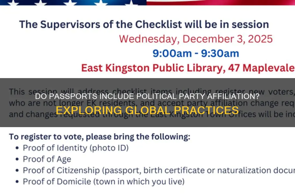 is political party printed on passport