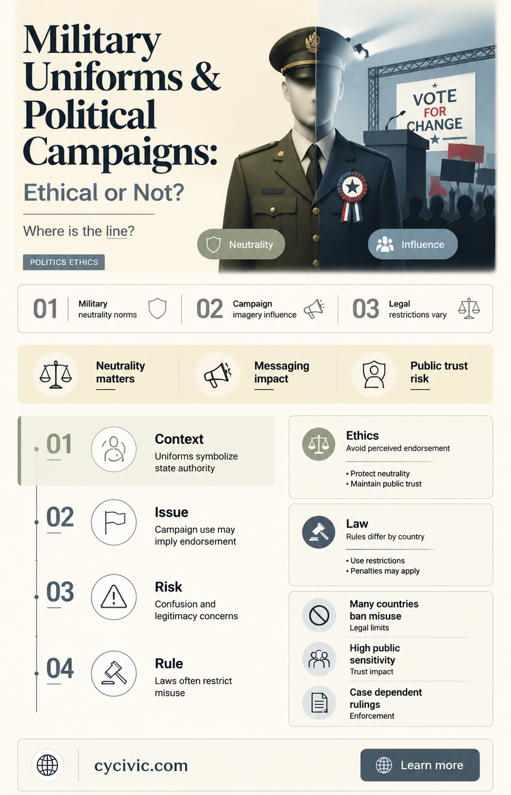 can a political candidate appear in uniform on their campaign