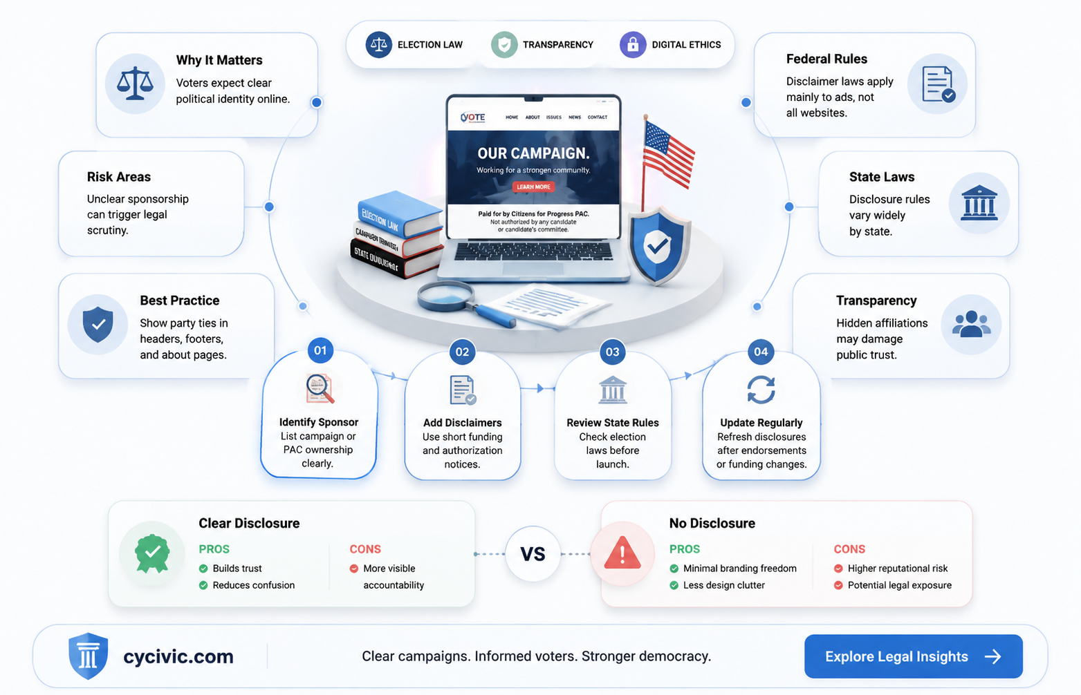 are political campaign web pages required to list party affiliation
