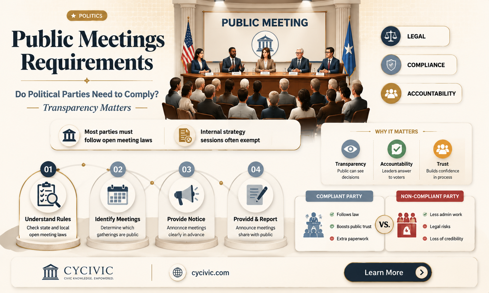are political parties subject to public meetings requirements