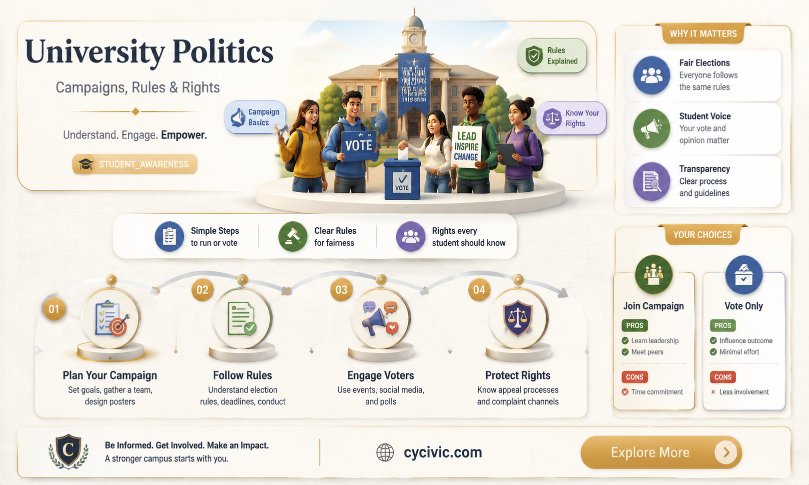 are political parties allowed to campaign on university campuses