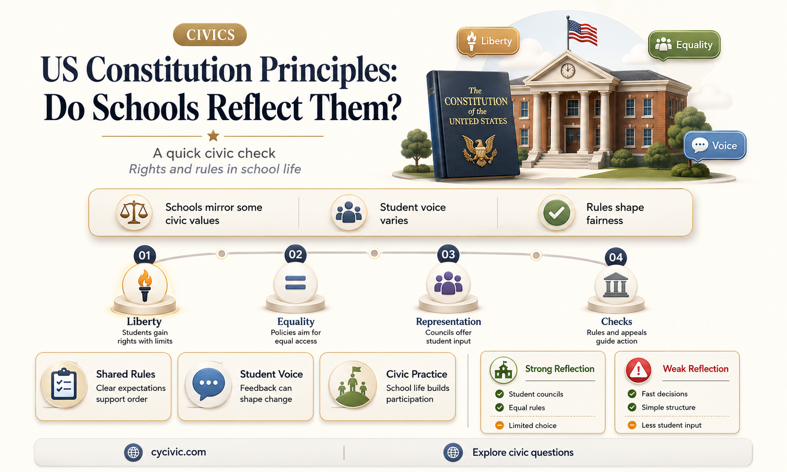 are the principle of the us constitution reflected in school
