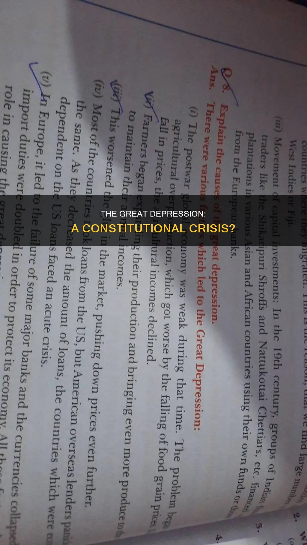 was the great depeession a civic or constitutional issue