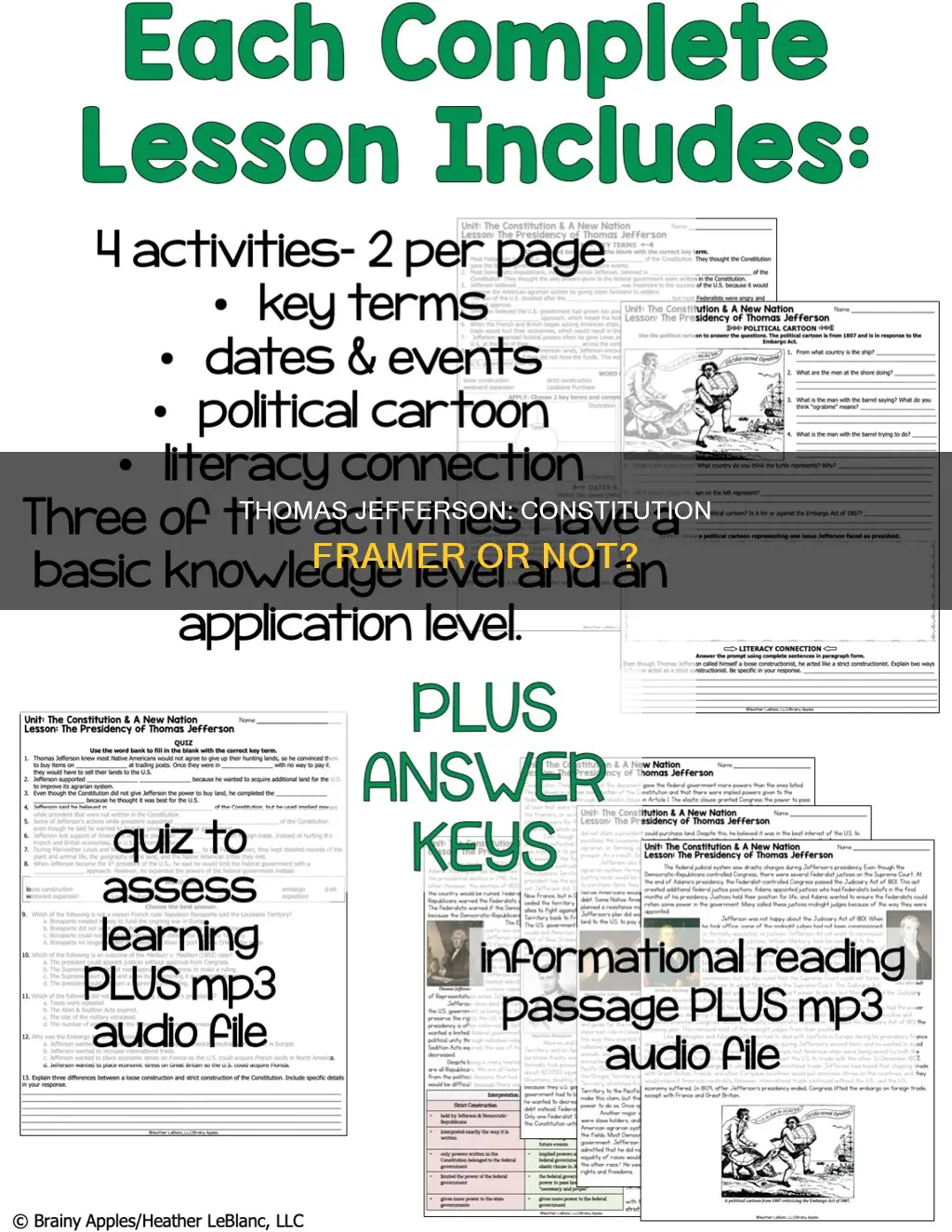 was thomas jefferson a framer of the constitution