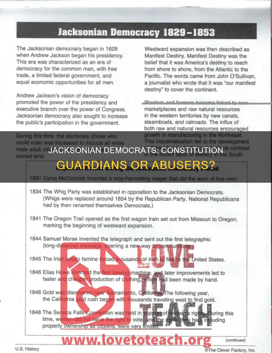 were jacksonian democrats guardians of the constitution apush dbq