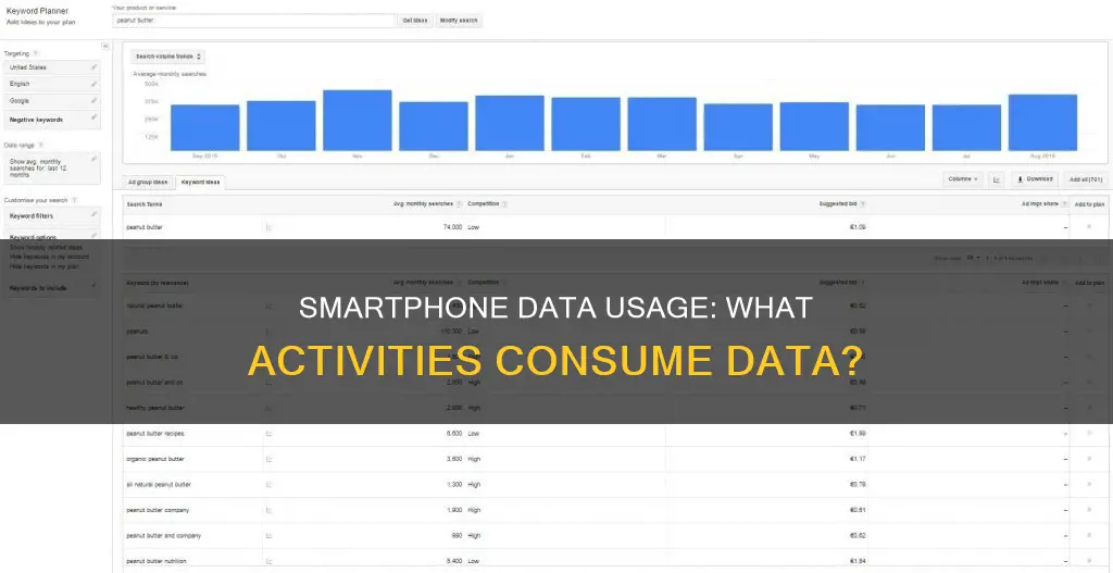 what activities on a smart phone constitute data usage