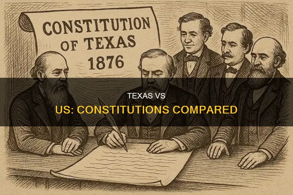what are 3 differences between the us and texas constitution