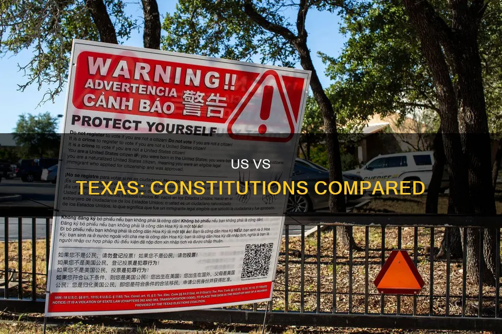 what are some differences between the us and texas constitution