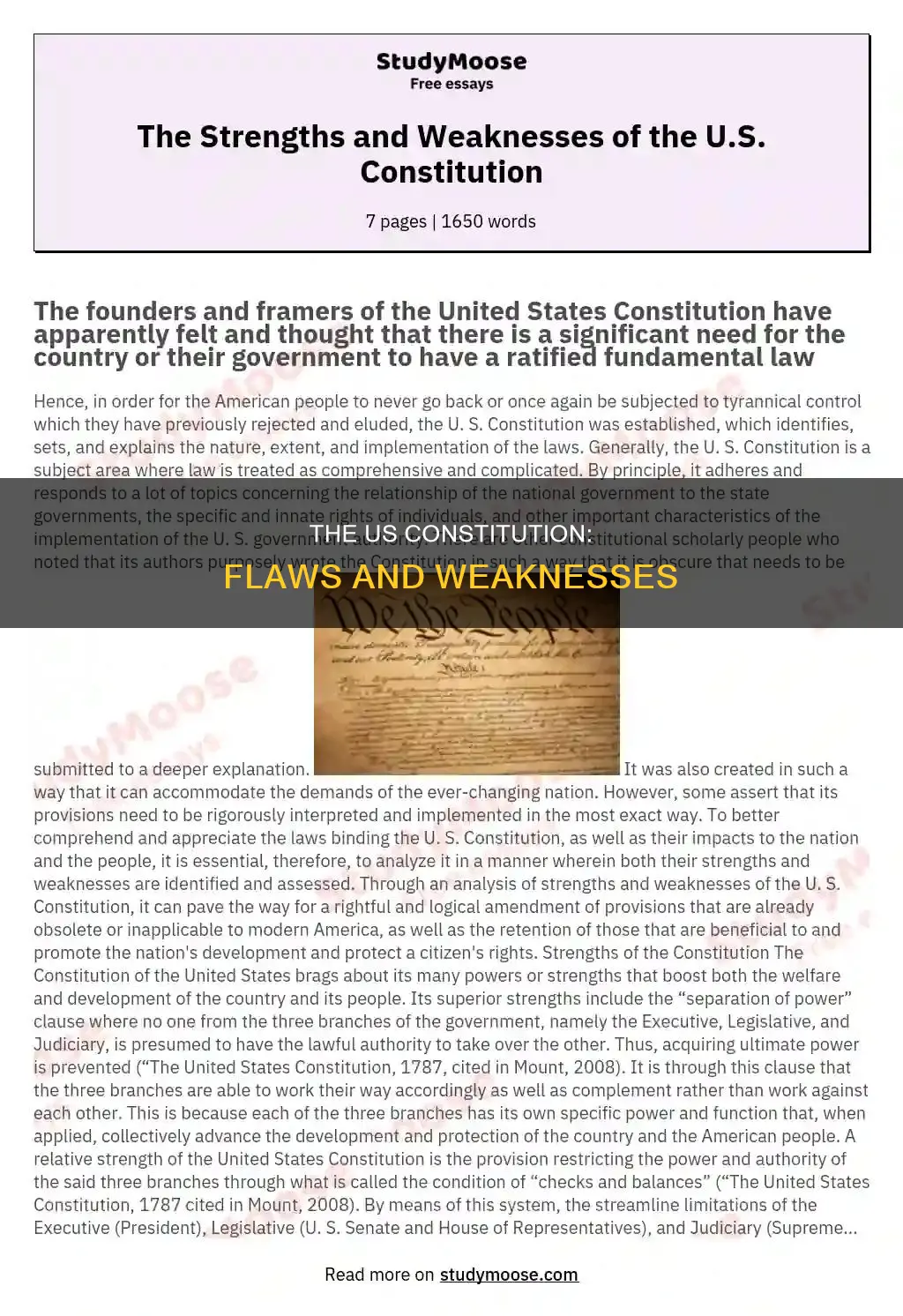 what are some weaknesses of the us constitution