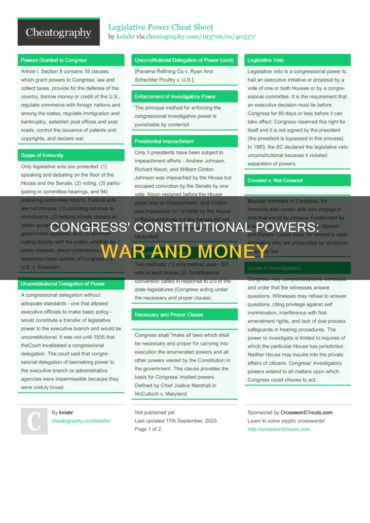 what are the 2 main constitutional powers of congress quilet