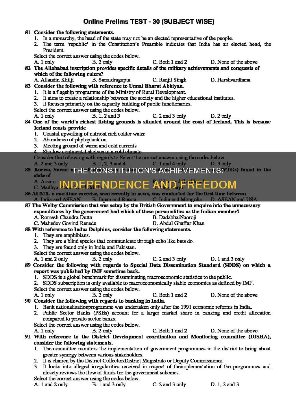 what are the achievement of the independent constitution