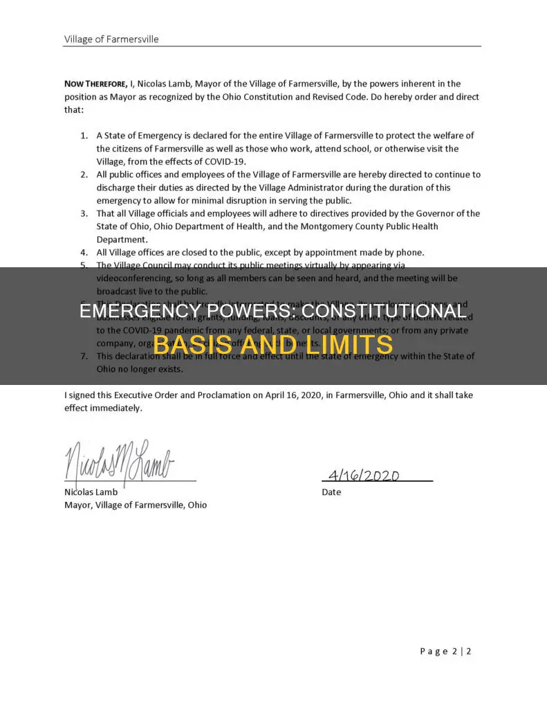 what are the constitutional basis for emergency declaration