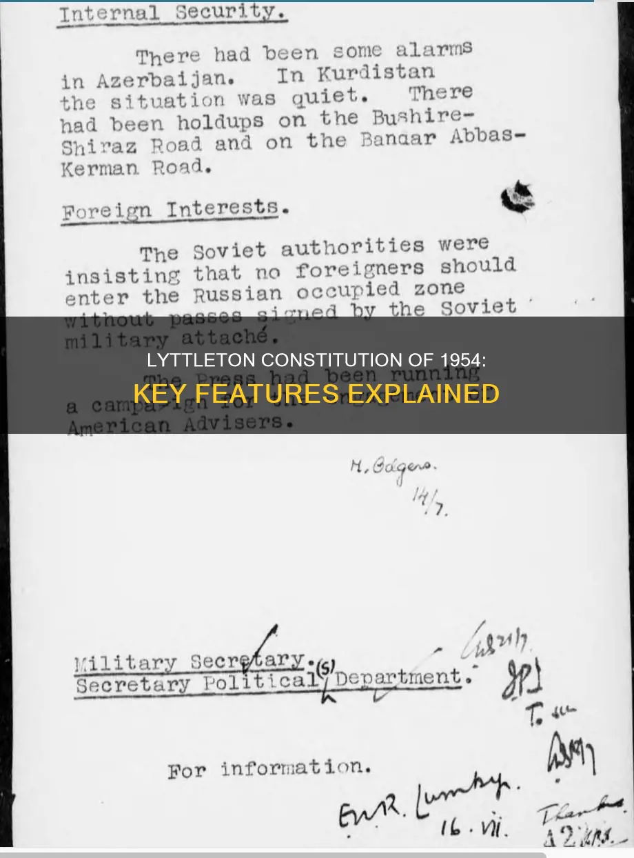 what are the features of lyttleton constitution of 1954