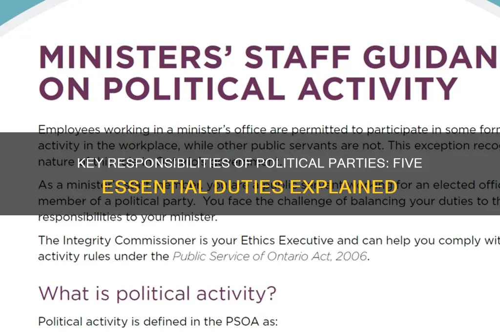 what are the five duties of political parties