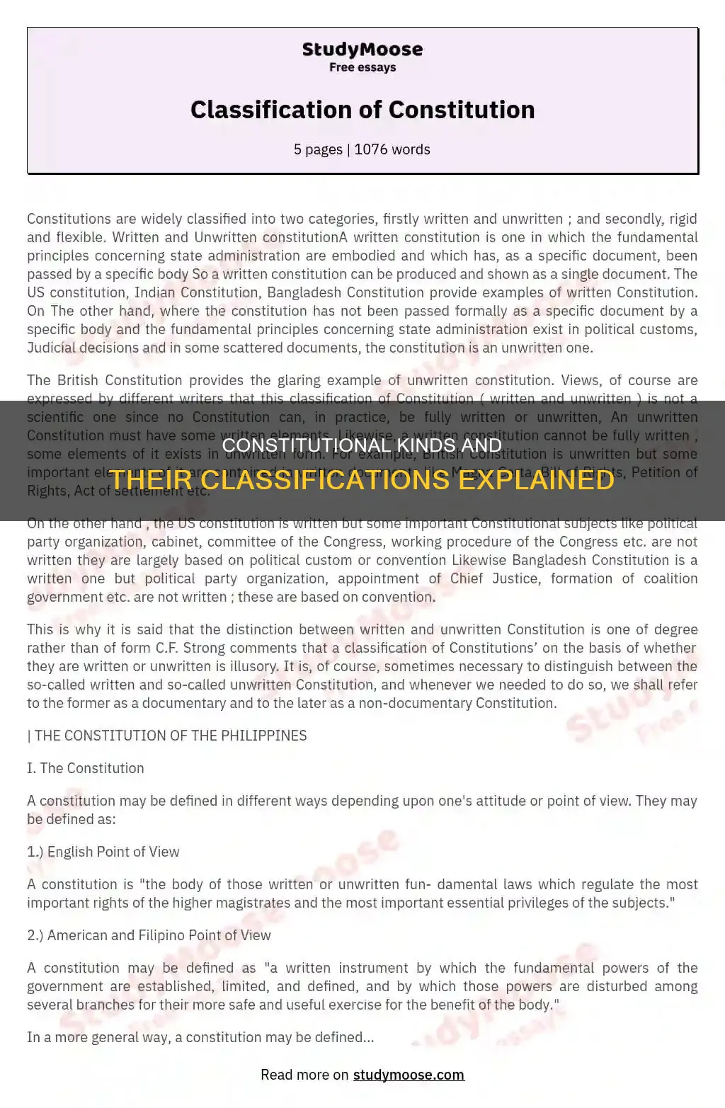 what are the kinds and classification of constitution