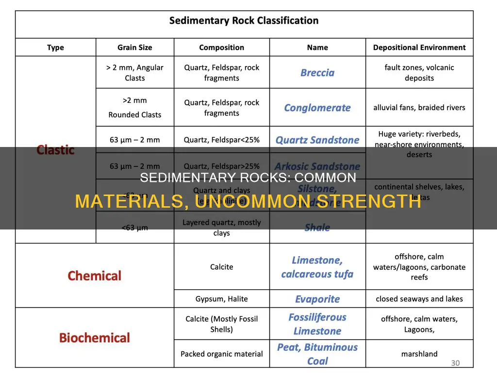 what are the main materials that constitute most sedimentary rocks
