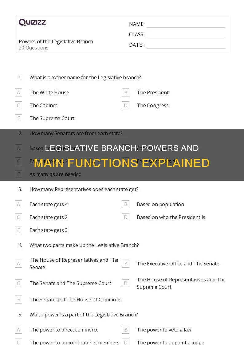 what are the main powers of the legislative branch