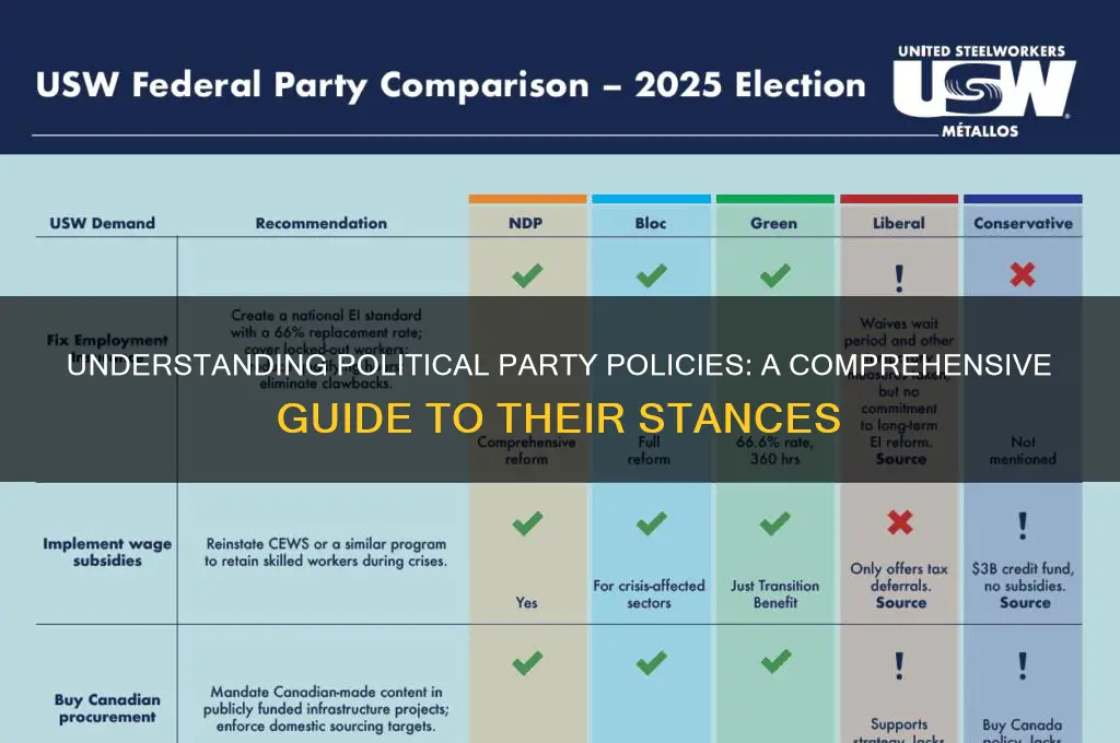 what are the policies of each political party