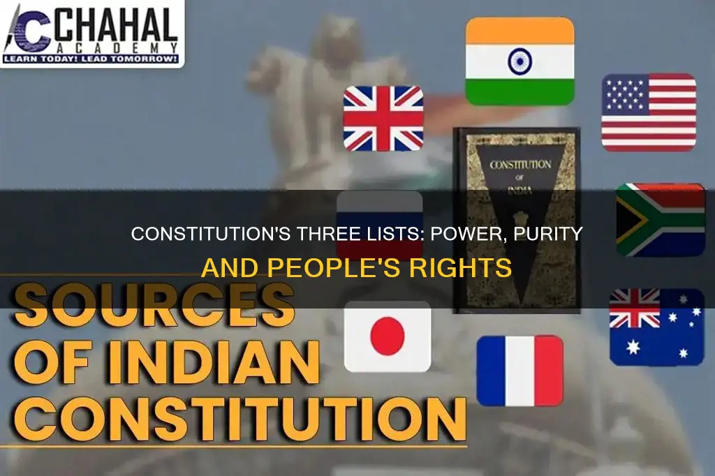 what are the three lists given in the constitution