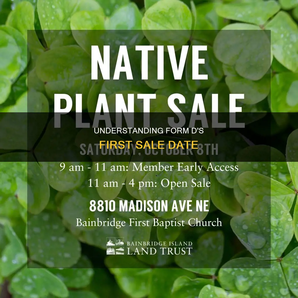 what constitute date of first sale for form d