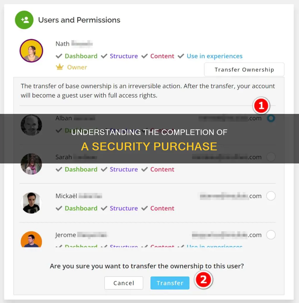 what constitutes a completed pruchase of a security
