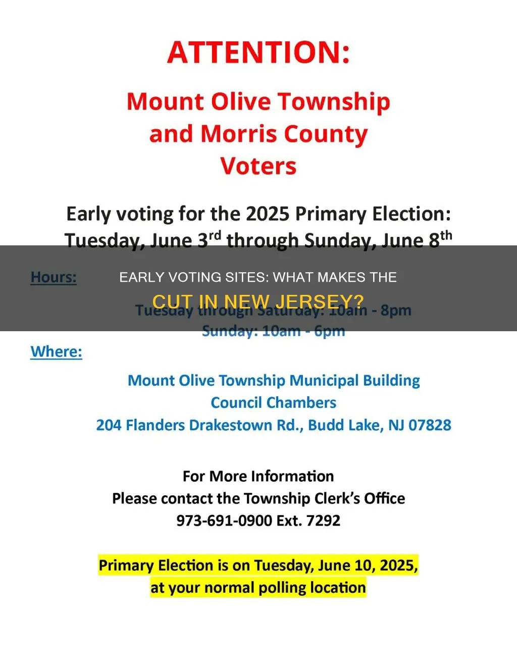 what constitutes a early voting site in nj